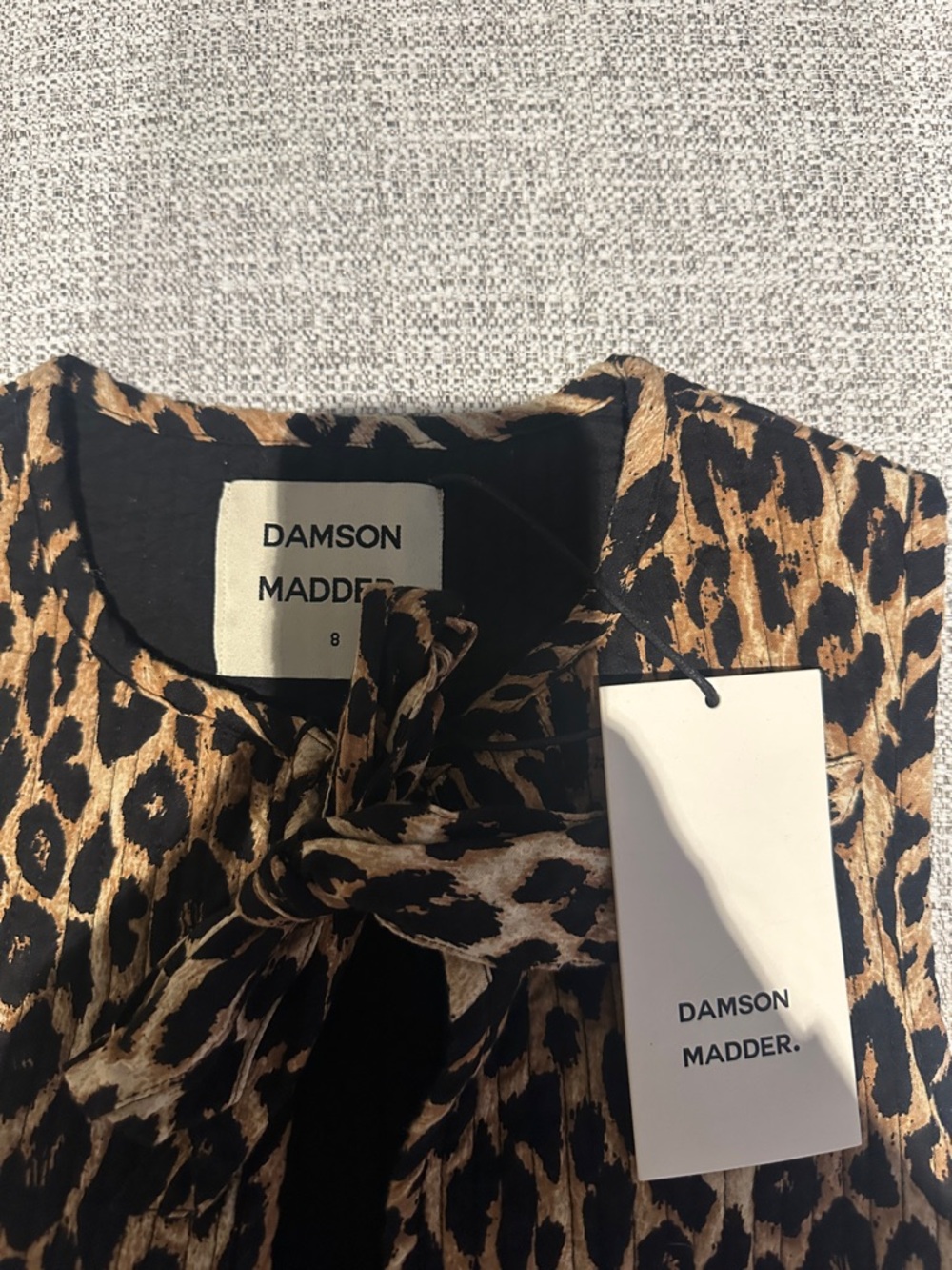 Damson Madder Leopard Print Sleeveless Bow-Front Top - Black & Tan - Picture 2 of 2